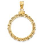 14k Polished Rope Coin Bezel Pendant - Yellow