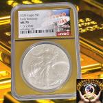 2025 American Silver Eagle MS70 Gold Core Coin
