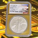 2025 American Silver Eagle MS70 Gold Core Coin
