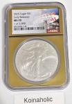 2025 American Silver Eagle MS70 Gold Core Coin