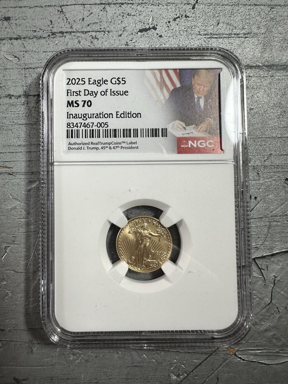 2025 American Gold Eagle $5 Trump Label Coin