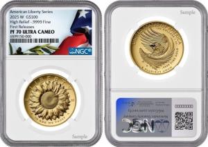 2025 Gold American Liberty Eagle Coin $100 NGC PF70