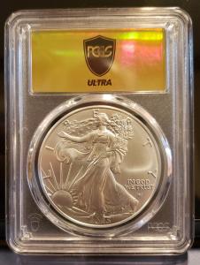 2025 Silver Eagle PCGS MS70 Gold Rush Label