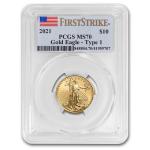 2021 MS-70 American Gold Eagle 1/4 oz Coin
