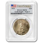 2021 1/2 oz American Gold Eagle Coin MS-70