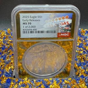2025 Silver Eagle Coin NGC MS70 Gold Foil