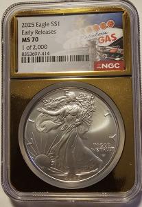 2025 American Silver Eagle NGC MS70 Gold Slab