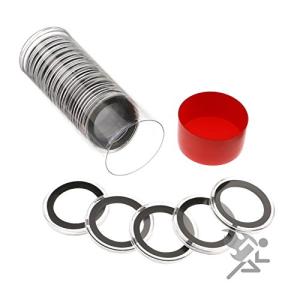 Red Coin Storage Box with 20 Black Ring Holders