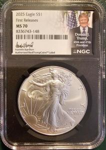 2025 Trump Signature Series $1 Silver Eagle MS 70