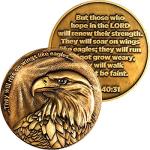Christian Eagle Challenge Coin, Antique Gold Finish