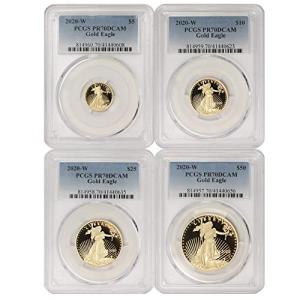 2020 W Set of 4 American Gold Eagles PR70