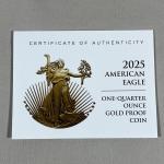 2025 W American Gold Eagle Proof 1/4 oz Box