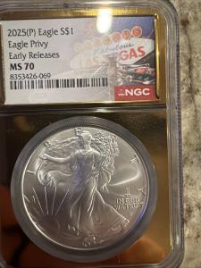 2025 American Silver Eagle NGC MS70 Gold Label