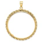 10k Yellow Gold Polished Rope 32.7mm Prong Coin Bezel Pendant - Fits 1 oz American Eagle, 1 oz Cat, and 1 oz Krugerrand