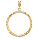 14k Yellow Gold 32.7mm Beaded Edge Prong Coin Bezel Pendant - Fits 1 oz American Eagle, 1 oz Cat, and 1 oz Krugerrand