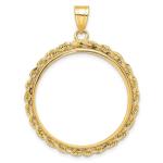 14k Yellow Gold 2mm Rope Coin Bezel Pendant