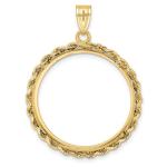 14k Yellow Gold 2mm Rope Coin Bezel Pendant