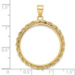 14k Yellow Gold 2mm Rope Coin Bezel Pendant