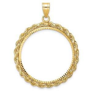 14k Gold Diamond-Cut Coin Pendant with Bezel