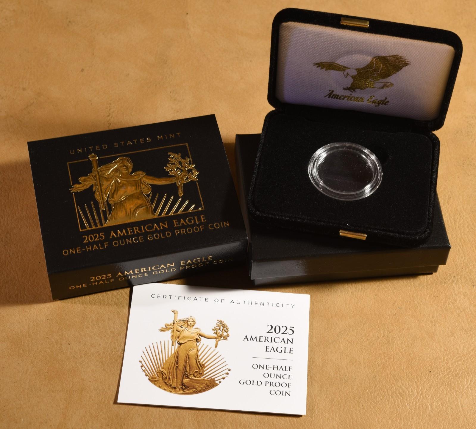 2025 Proof Gold American Eagle 1/2 oz Box