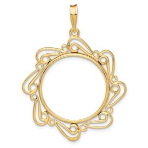 14k Gold Coin Bezel Pendant for American Eagle