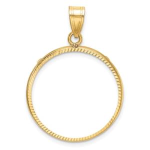 10k Yellow Gold Diamond-Cut Coin Bezel Pendant