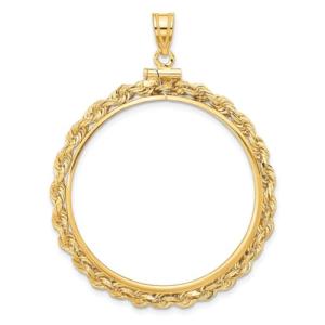 14k Gold Rope Coin Bezel Pendant for Eagles