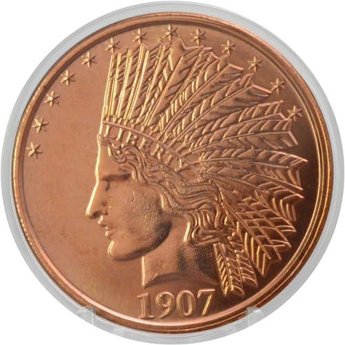 1907 Indian $10 Gold Eagle Copper Coin Round