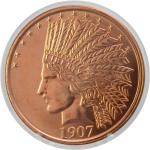 1907 Indian $10 Gold Eagle Copper Coin Round