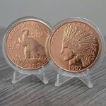 1907 Indian $10 Gold Eagle Copper Coin Round