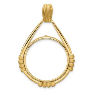 14k Yellow Gold Teardrop Coin Bezel Pendant