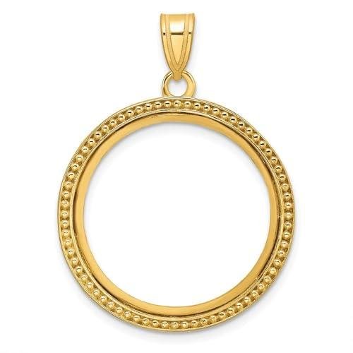 10k Yellow Gold Beaded Coin Bezel Pendant