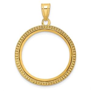 10k Yellow Gold Beaded Coin Bezel Pendant