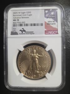 2025 Gold Eagle Coin NGC MS70 Mercanti Signed