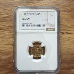 1992 American Gold Eagle $5 MS69 NGC Coin