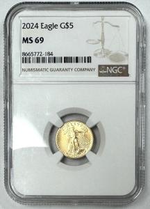 2024 $5 Gold American Eagle Coin NGC MS69