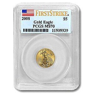2008 1/10 oz American Gold Eagle Coin MS-70
