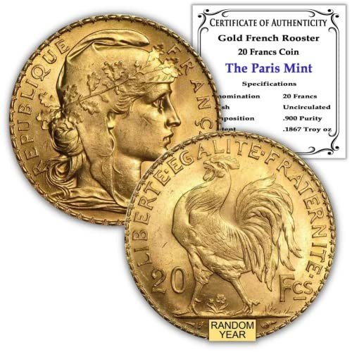 French Gold Rooster Coin 20 Francs - BU