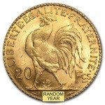 French Gold Rooster Coin 20 Francs - BU