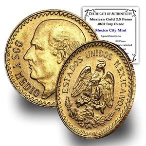 Vintage Mexican 2.5 Pesos Gold Coin - Uncirculated