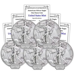 5 x 1 oz American Silver Eagle Coins Bundle