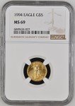 1994 $5 Gold Eagle Coin NGC MS 69