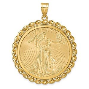 14k Yellow Gold Twisted Wire American Eagle Pendant