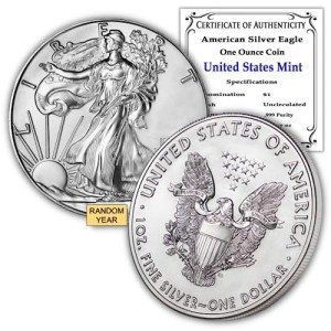 1 oz American Silver Eagle Coin with Certificate