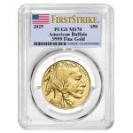 2025 American Gold Buffalo Coin MS70 Flag Label