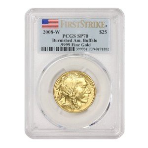 2008-W $25 Burnished Gold Buffalo Coin PCGS SP70