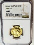 2008 W Burnished Gold American Buffalo Coin MS70
