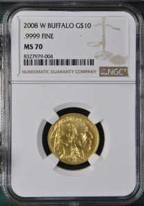 2008 W Burnished Gold American Buffalo Coin MS70