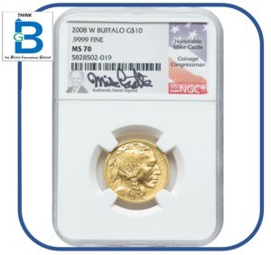 2008 W Burnished $10 Gold American Buffalo Coin