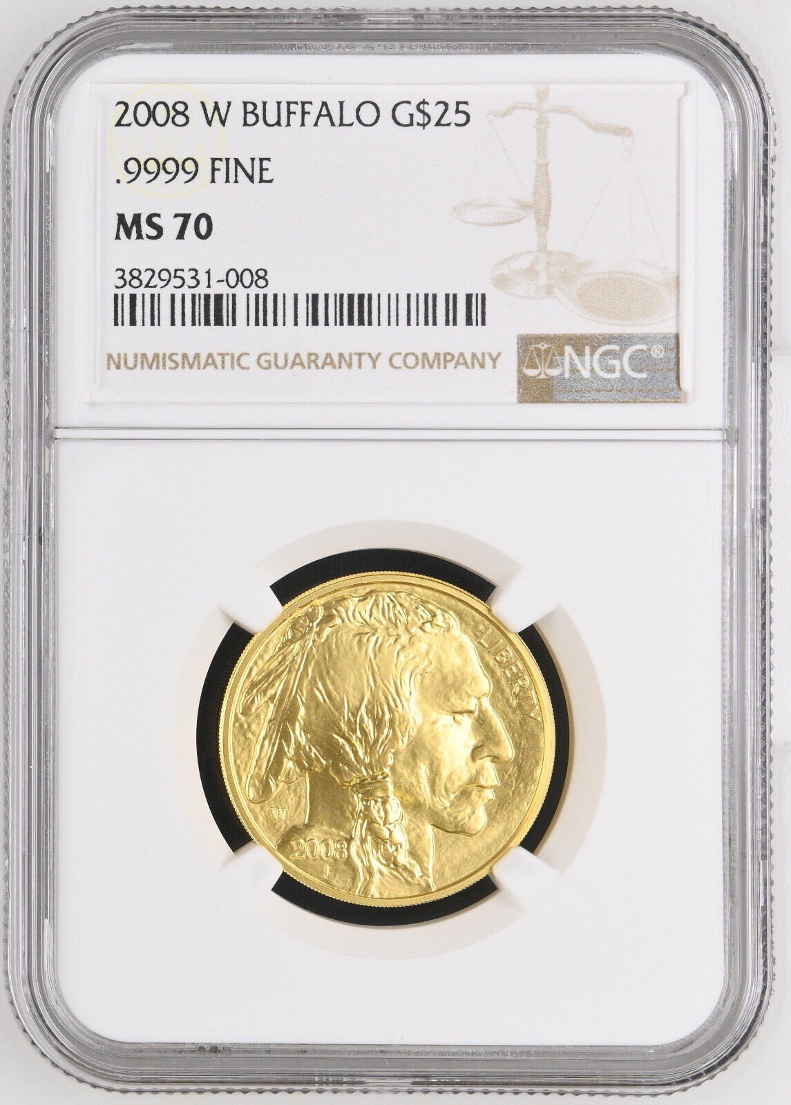 2008 W $25 American Buffalo Gold Coin, MS70